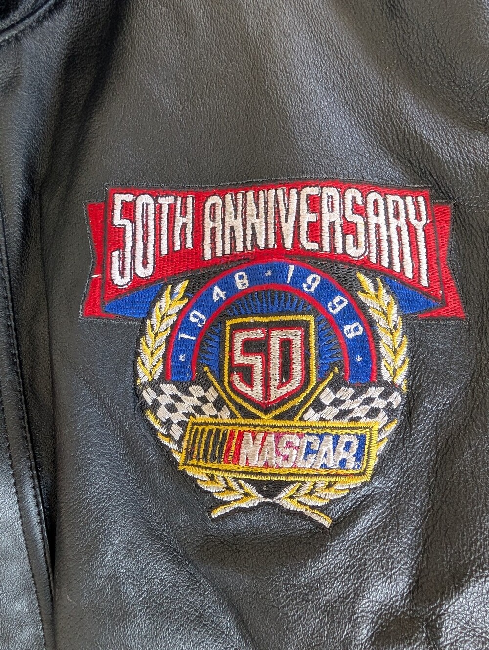 ​🏁 VTG Jeff Hamilton NASCAR 50th Anniversary Leather Racing Jacket - Picture 12 of 15